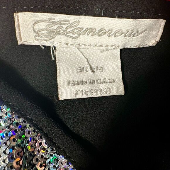 Glamorous Sequin Stitched Floral Embellished Women's Top Size M - Picture 9 of 10